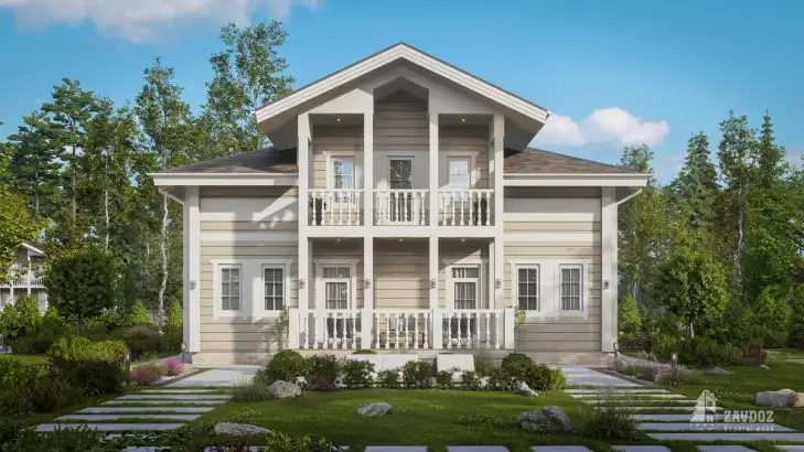 Проект дома из клееного бруса 33576 «Вельс». Вид прямо