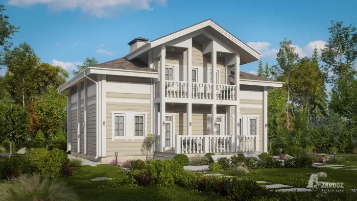 Проект дома из клееного бруса 33576 «Вельс». Вид слева сбоку