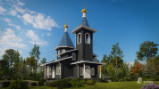 Проект церкви из клееного бруса по проекту 33615. Вид со стороны колокольни