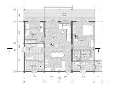 Планировка 1 этажа дома из клееного бруса 33645 «Виттен»