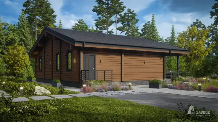 Проект дома из клееного бруса 33645 «Виттен». Вид сбоку