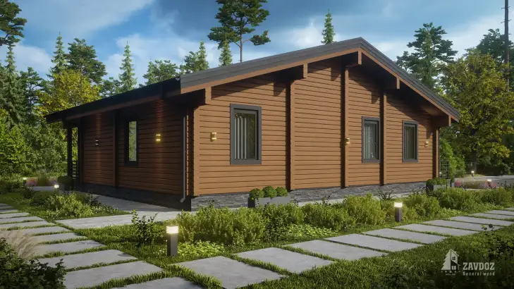 Проект дома из клееного бруса 33645 «Виттен». Вид сзади
