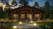 Проект дома из клееного бруса 33645 «Виттен». Вид ночной прямо