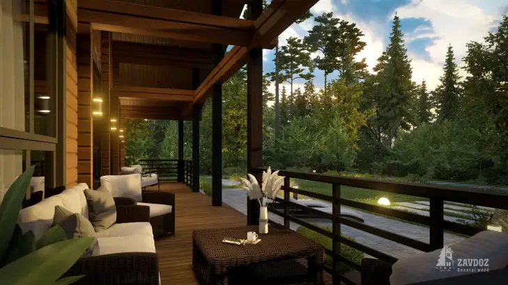 Проект дома из клееного бруса 33645 «Виттен». Вид вблизи