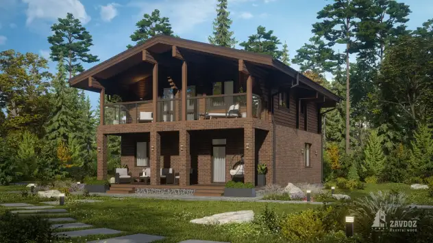 Проект дома-шале «Лаутер». Вид справа сбоку