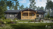 Проект дома клееный брус 33661 «Битбург». Вид на террасу