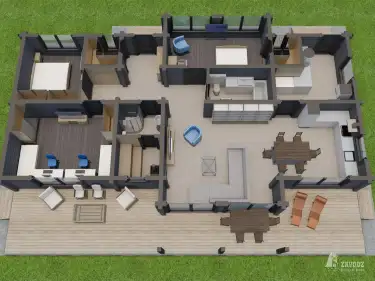 План 1 этажа дома из клееного бруса 33689 «Вилле»