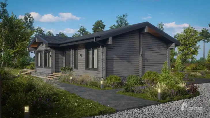 Проект дома из клееного бруса 33689 «Вилле». Вид сбоку