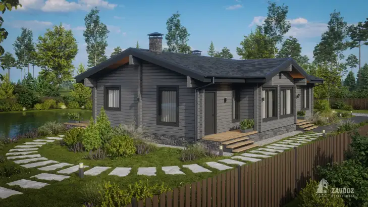 Проект дома из клееного бруса 33689 «Вилле». Вид сзади