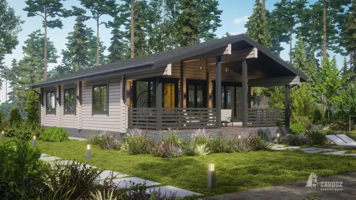 Проект 5617 «Эссен» - дом из клееного бруса . Вид сбоку слева