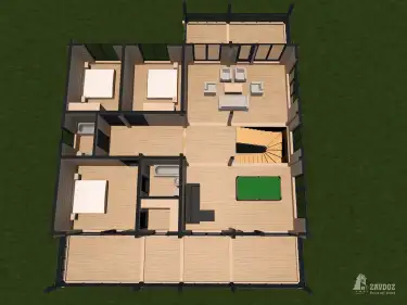 План 2 этажа дома-шале из бруса «Руланд»