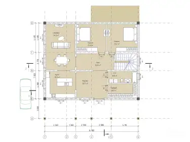 Планировка 1 этаж. Дом-шале из бруса «Руланд»