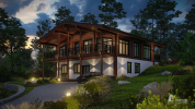 Проект дома-шале «Руланд» 5843. Вид ночной сбоку