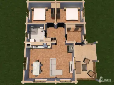 План 1 этажа дома из клееного бруса 6134 «Лойн»