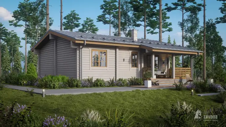 Проект дома из клееного бруса 6134 «Лойн». Вид слева сбоку