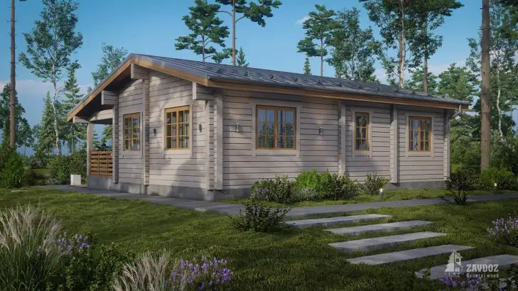 Проект дома из клееного бруса 6134 «Лойн». Вид сзади