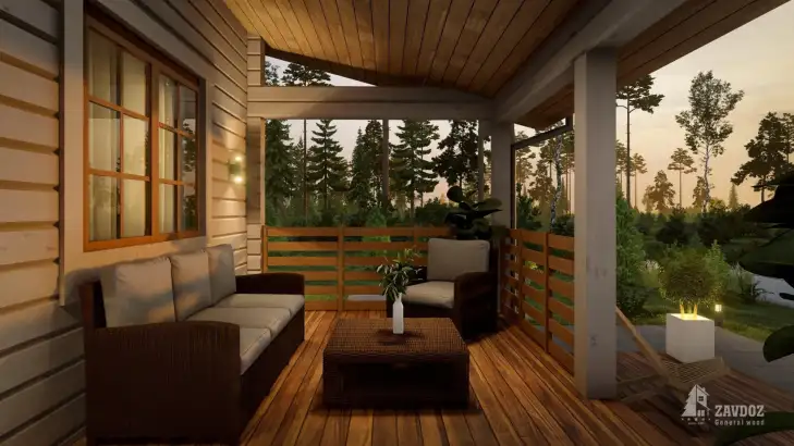 Проект дома из клееного бруса 6134 «Лойн». Вид вблизи