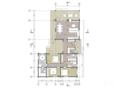 Планировка 1 этаж. Дом из клееного бруса «Хазель»