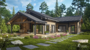 Проект 6581 «Хазель» - дом клееный брус . Вид сбоку справа