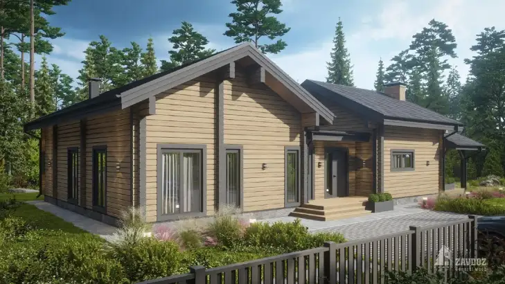 Проект 6581 «Хазель» - дом клееный брус . Вид сзади