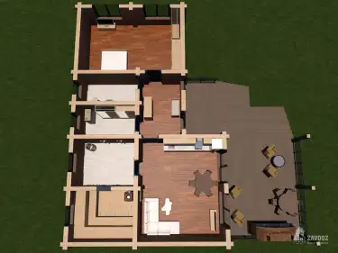 План первого этажа бани из клееного бруса «Байкал»