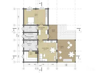 Планировка 1 этажа бани из клееного бруса «Байкал»