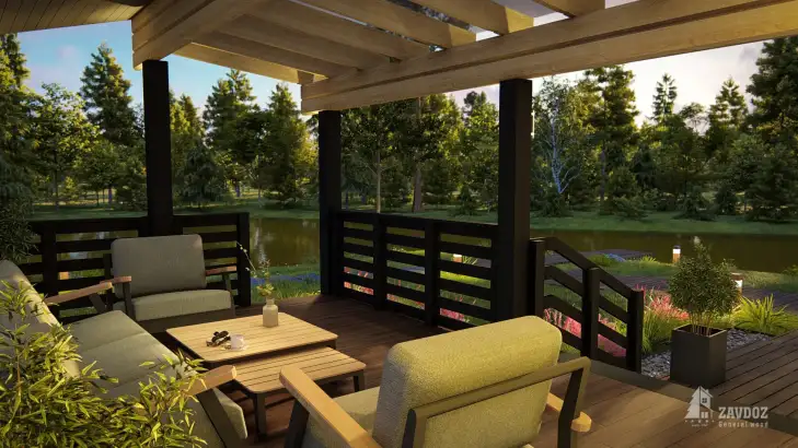 Проект бани из клееного бруса «Эльтон». Вид вблизи